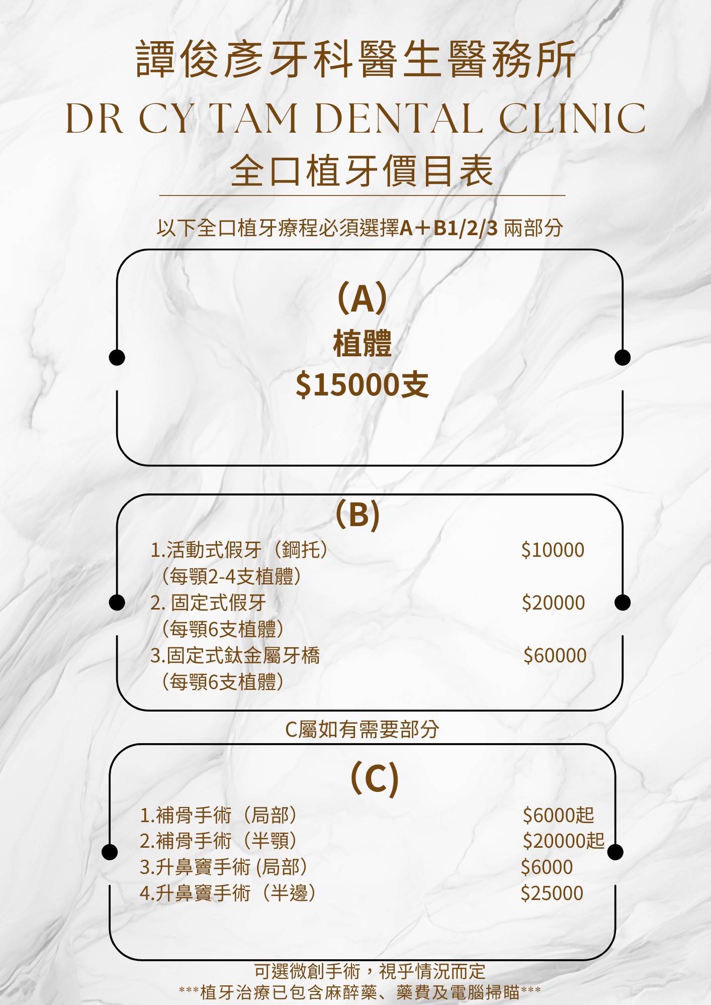譚俊彥牙科醫生醫務所價目表